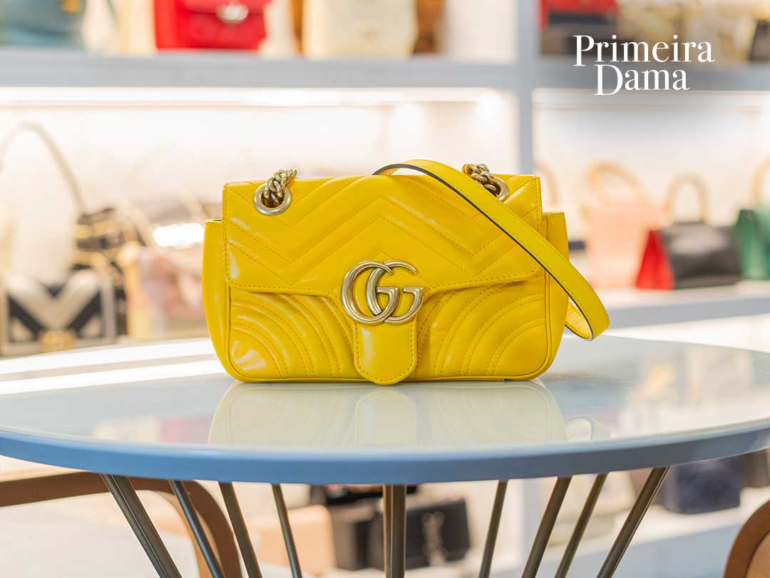 Bolsa Gucci GG Marmont Mini Leather Flap Bag - Primeira Dama Brechó de Luxo na Avenida Paulista